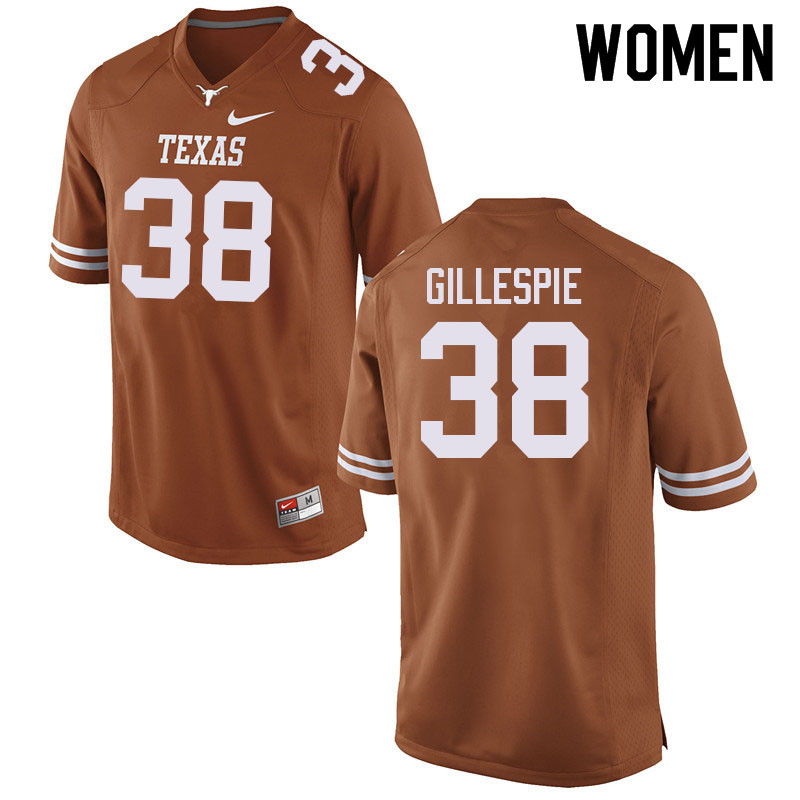 Women #38 Graham Gillespie Texas Longhorns College Football Jerseys Sale-Orange